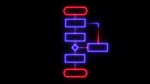 Work flow animation charts red blue process flowchart metrics. Corporate work flow animation details administrative logistics paths. Clean work flow animation diagrams company data.