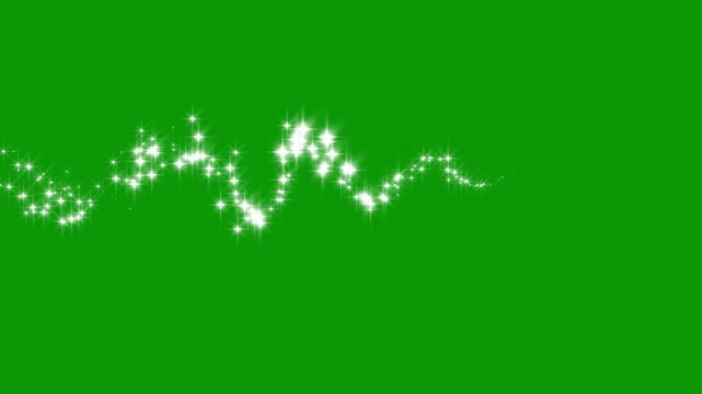 glitter star sparkle animation, magic dust, pixie dust path, glitter stars particles, white sparkle line, glowing bokeh lights, shining twinkle effect on green screen
