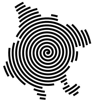 Symbol Map of the City Valjevo (Serbia) showing the city with a black spiral line