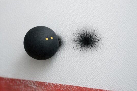 Two black balls sit on a white surface, simple composition