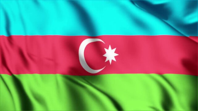 Azerbaijan national flag waving in wind realistic fabric texture background seamless loop footage showing patriotic symbol of azerbaijani country.