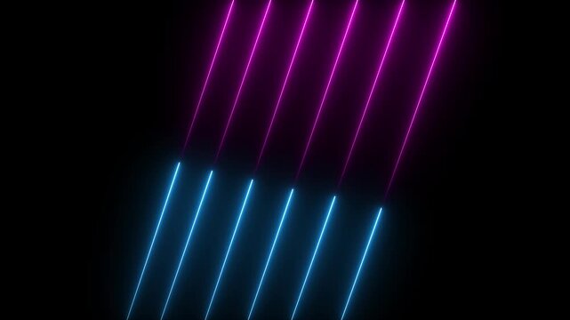 Abstract animation crosses pink blue diagonal neon paths. Shimmering abstract animation shifts bright background lines. Minimal abstract animation loops simple vector backdrops.