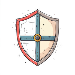 Fototapeta premium Illustrated Medieval Knight Shield with Cross Emblem.