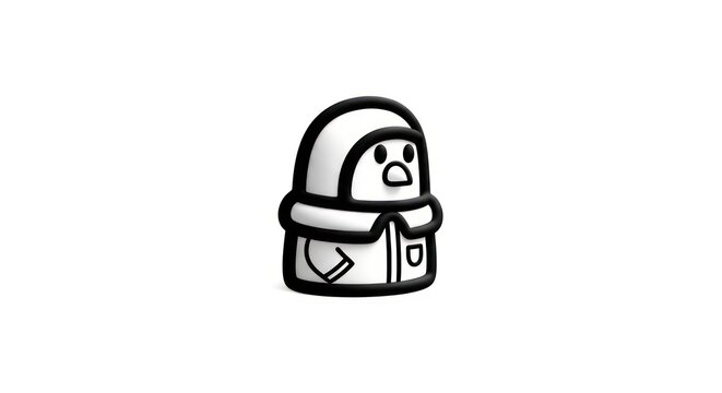 Simplistic 3d character in a hooded jacket with black outlines