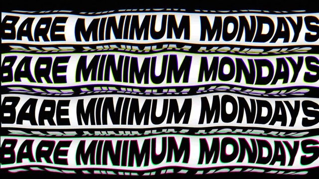 Wavy kinetic typography pattern displaying bare minimum mondays text