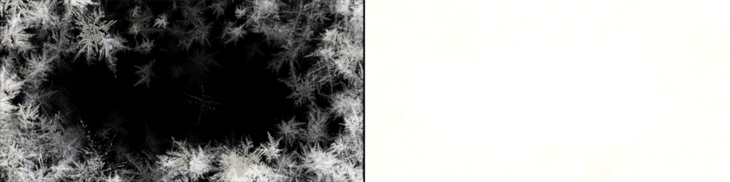 Frost pattern ice crystals on dark background for winter design projects isolated element with transparent alpha channel.