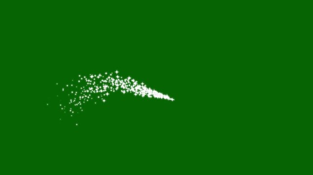 Magic glitter sparkle trail,magic sparkle line stars, and a shimmering starlight trail on a green screen background 4k.pixie dust path shining particles stars line magic dust,