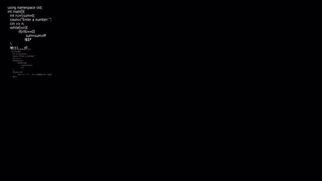 Computer Programming Code Displayed on a Dark Terminal Screen.