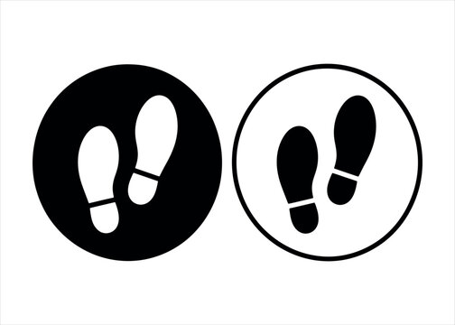 Footprint vector icons, black and white shoe prints, human steps, walking path symbols