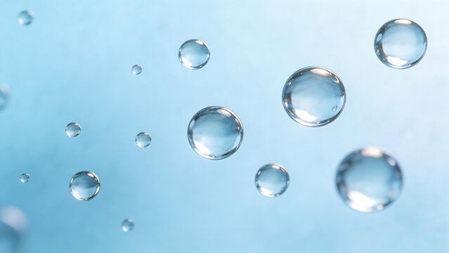 Water droplets on blue background