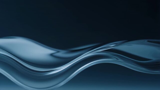 Mercury Liquid Ribbon with Reflective Metallic Waves and Smooth Flowing Motion in a Dark Abstract Background
