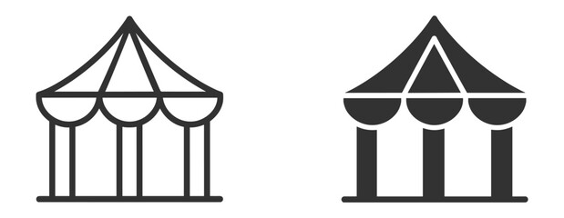 Event tent outline icon with festival marquee and carnival pavilion on transparent background © TanyaK