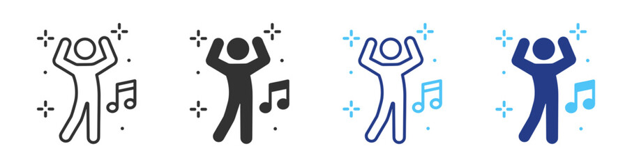 Dance outline icon with music note for party, entertainment and celebration on transparent background © TanyaK