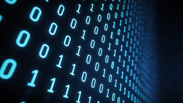 Binary code numbers on dark background