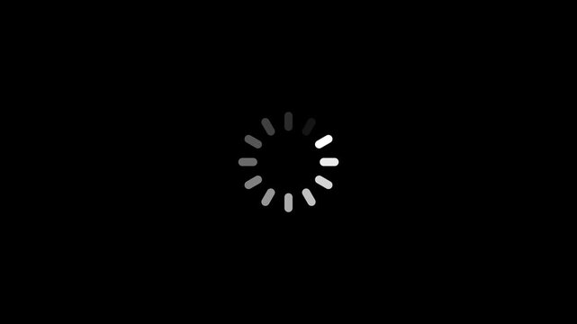 Loading Bar Line Progress Loop Animation with Animated Circle Loading Icon on Transparent Background and Alpha Channel for User Interface Design