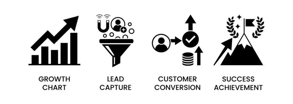 Business growth and success icons