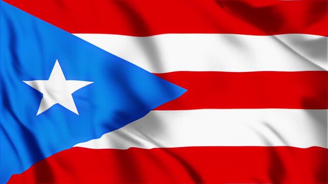 Puerto rican flag waving in wind realistic fabric texture dynamic motion background close up high quality seamless looping animation footage clip.