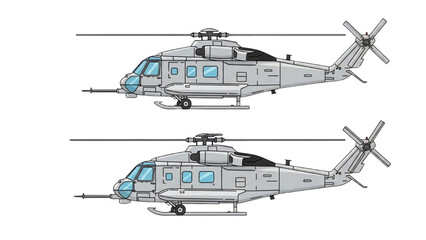 2D AutoCAD Vector illustration of two helicopters side by side in flight © Stock Image Paradise