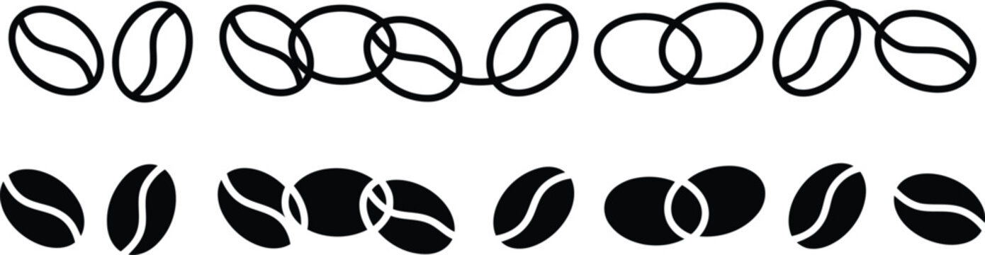 Vector illustration of monochrome coffee beans