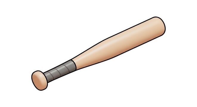 Glossy 3d wooden baseball bat with a silver grip