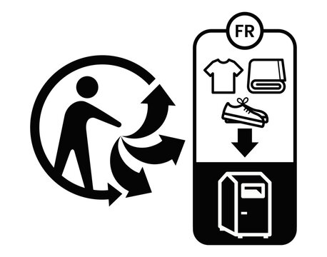 French Triman Recycling Label for Textile vector Instructions