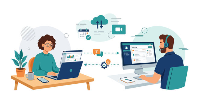 Remote team collaboration and customer support workflow