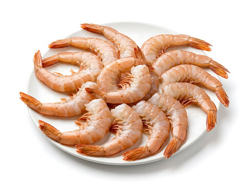 Fresh jumbo shrimp on white plate