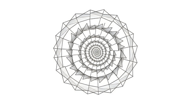 Geometric spiral pattern with triangular mesh design