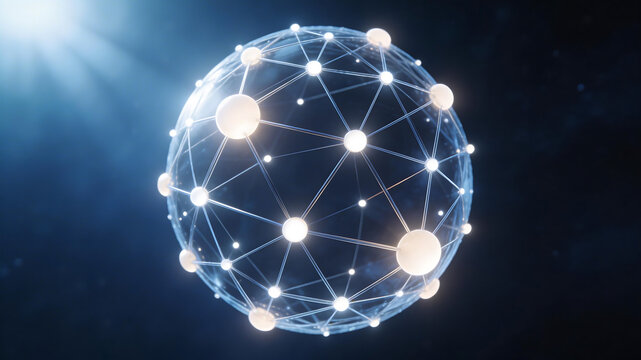 Connected sphere with glowing nodes