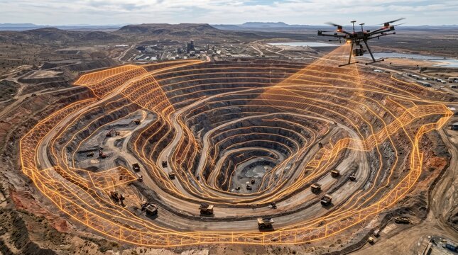 Aerial Drone Surveying and Mapping of Open Pit Mine with Digital Geofencing Overlay