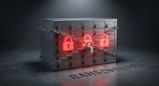 Ransomware Attack Encrypted Data Safe Digital Lockdown Cyber Extortion Business Security Threat