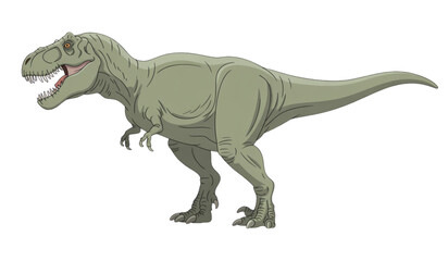 Fototapeta premium Green cartoon dinosaur walking on a flat terrain Vector