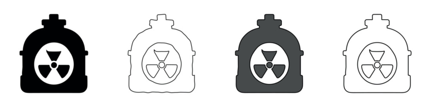 Set of four radioactive material container icons in different styles
