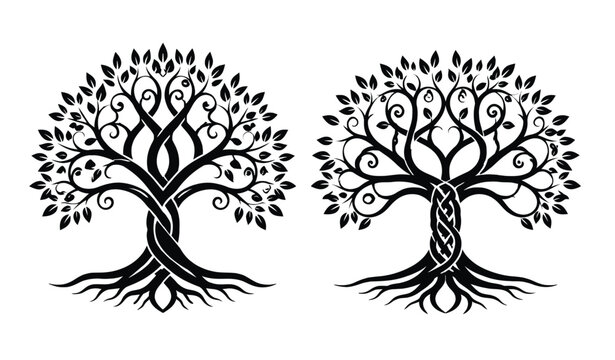 sets of Tree of Life tribal vector black