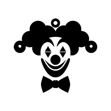 Abstract clown face vector illustration with minimalist bold black line style.