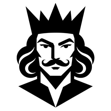 King Face with Crown Vector Illustration