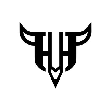 Minimalist Abstract Bull Head Letter H Monogram Logo Design