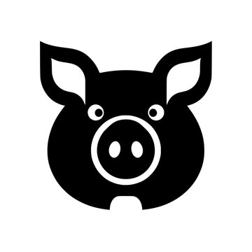 Minimalist Pig Head Vector Illustration Bold Black Design