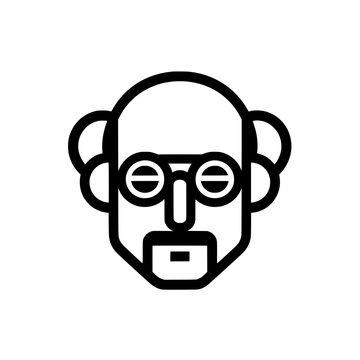 Elderly Man Face Icon Vector Illustration with Glasses and Beard