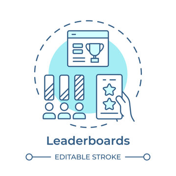 Leaderboards soft blue concept icon. Display learner position based on achievements. Gamification element. Round shape line illustration. Abstract idea. Graphic design. Easy to use in booklet