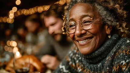 Fototapeta premium Mixed race senior and young adult family members talking and preparing Christmas dinner in kitchen close-up