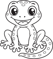 Fototapeta premium Cute Cartoon Frog Sitting on Lily Pad Coloring Page Vector Illustration