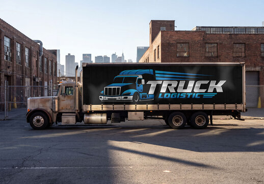 Mockup of American Truck in City 