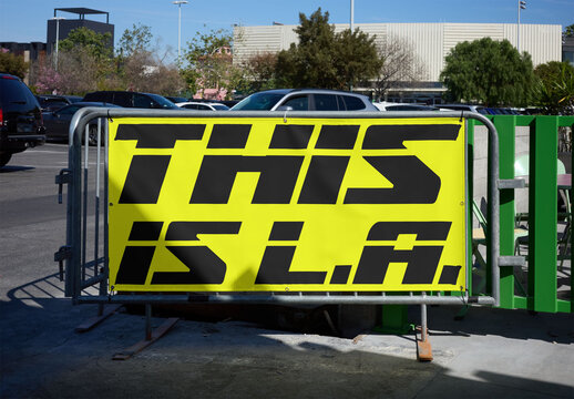 Mockup of Canvas for urban metal fence in Los Angeles
