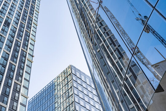 Modern high rise office buildings in the international banking and financial district of the City of London, UK