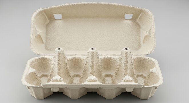 Empty egg carton with twelve compartments