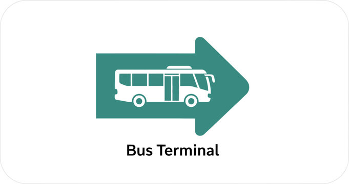 A bus drives through a terminal on a road sign