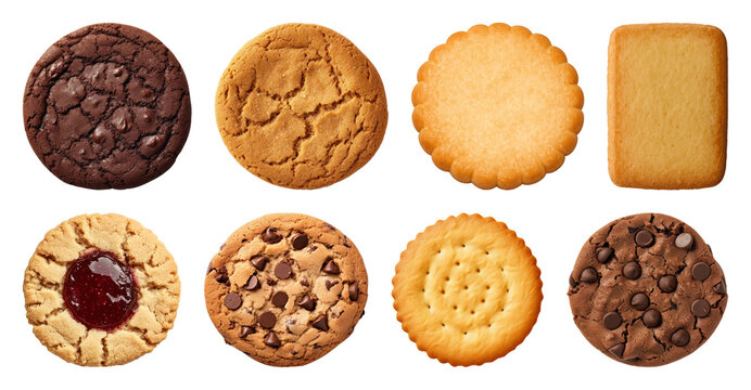 PNG Assorted delicious cookies variety on transparent background