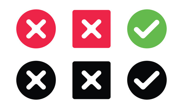 Checkmark and cross icons in red and green color variants