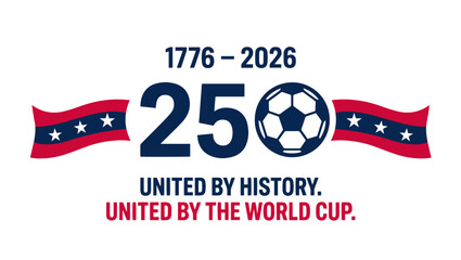 USA 250th Anniversary World Cup Vector Emblem on PNG Background, USA 250th anniversary, America 250, World Cup, soccer, football, USA soccer, patriotic emblem, sports logo, commemorative emblem,  © TalalAhmad